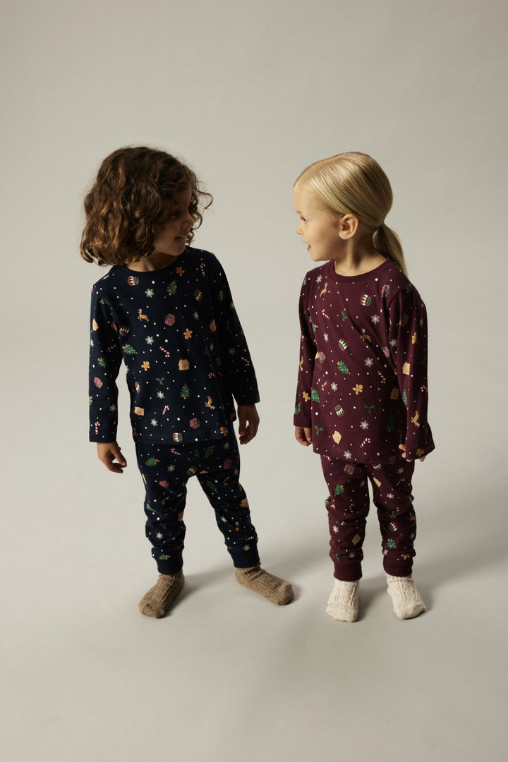 Name It - Nmnvismas Ls Nightset - 4918966 Burgundy Xmas Aop Nattøj