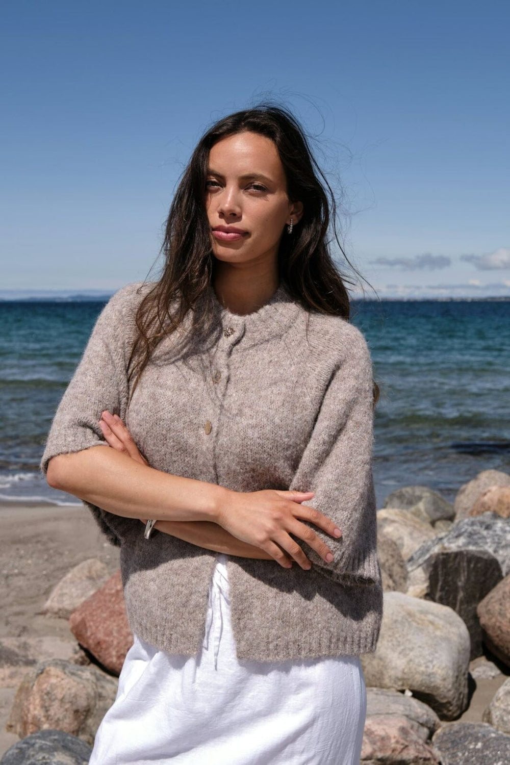 Neo Noir - Benuta Fluffy Knit Cardigan 165816 - 976 - Beige Melange Cardigans