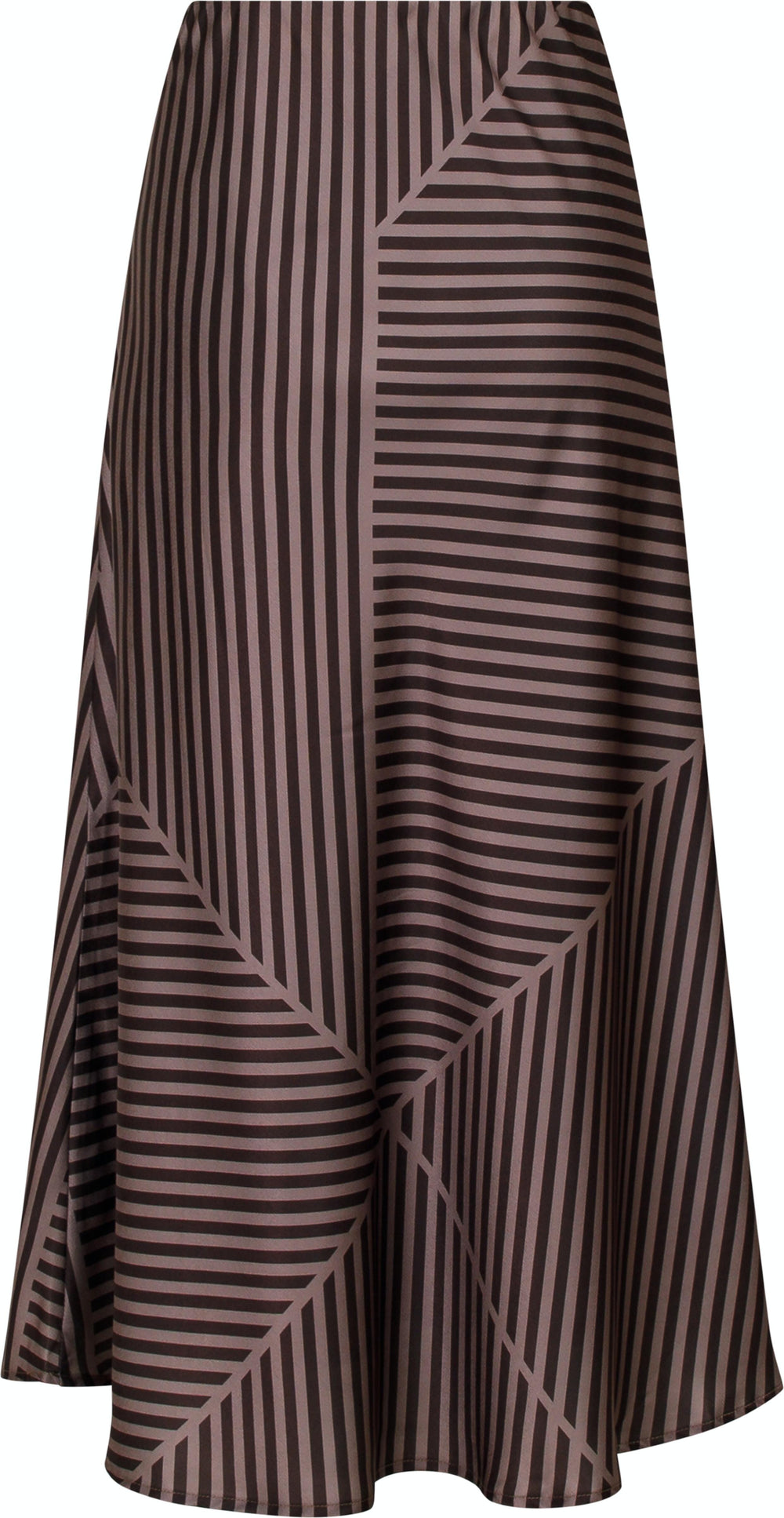 Neo Noir - Bovary Mix Lines Skirt - Dark Brown