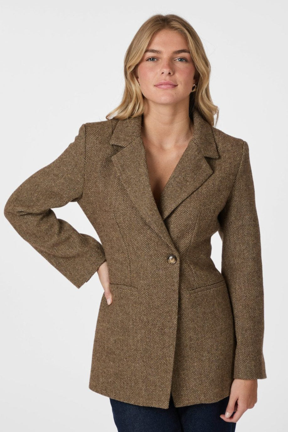 Neo Noir - Bowie Herringbone Blazer 164866 - 210 - Brown