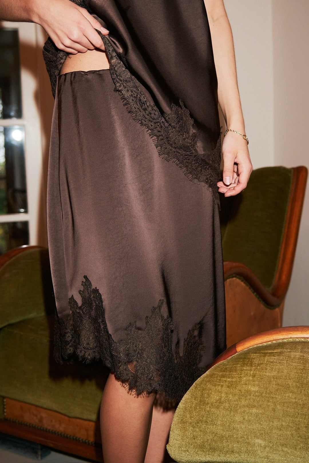 Neo Noir - Fiora Lace Skirt 167417 - 676 - Dark Brown Nederdele
