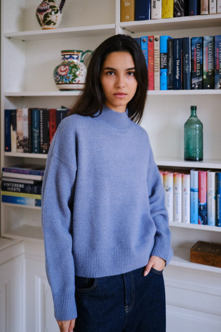 Neo Noir - Paulina Knit Blouse 159703 - 407 - Smoke Blue Bluser