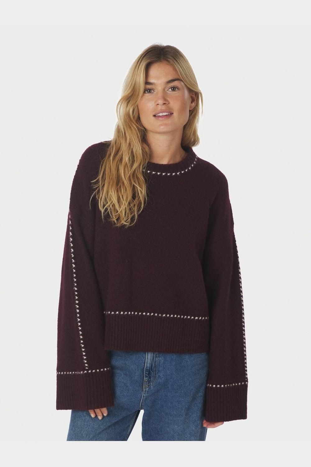 Neo Noir - Roeme Knit Stitch Blouse 164818 - 682 - Wine