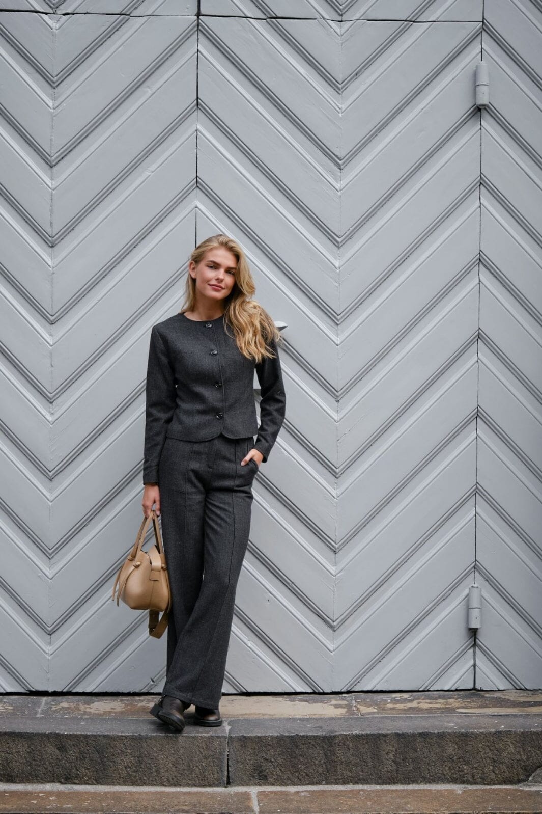 Neo Noir - Sury Herringbone Pants 166366 - 132 - Antracit Bukser