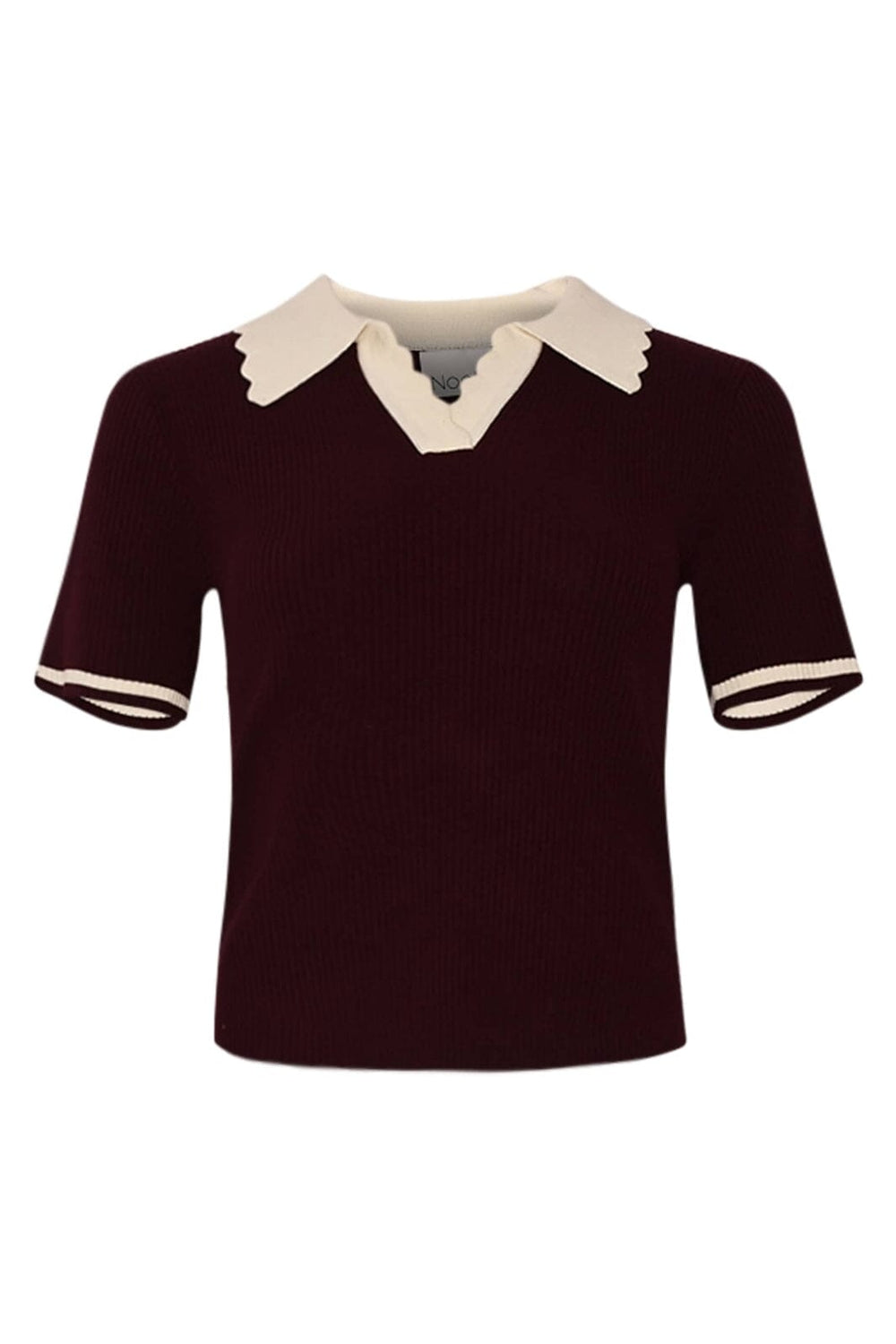 Noella - Lilo Polo Knit 13800002 - 1358 - Wine Sugar Combo Strikbluser