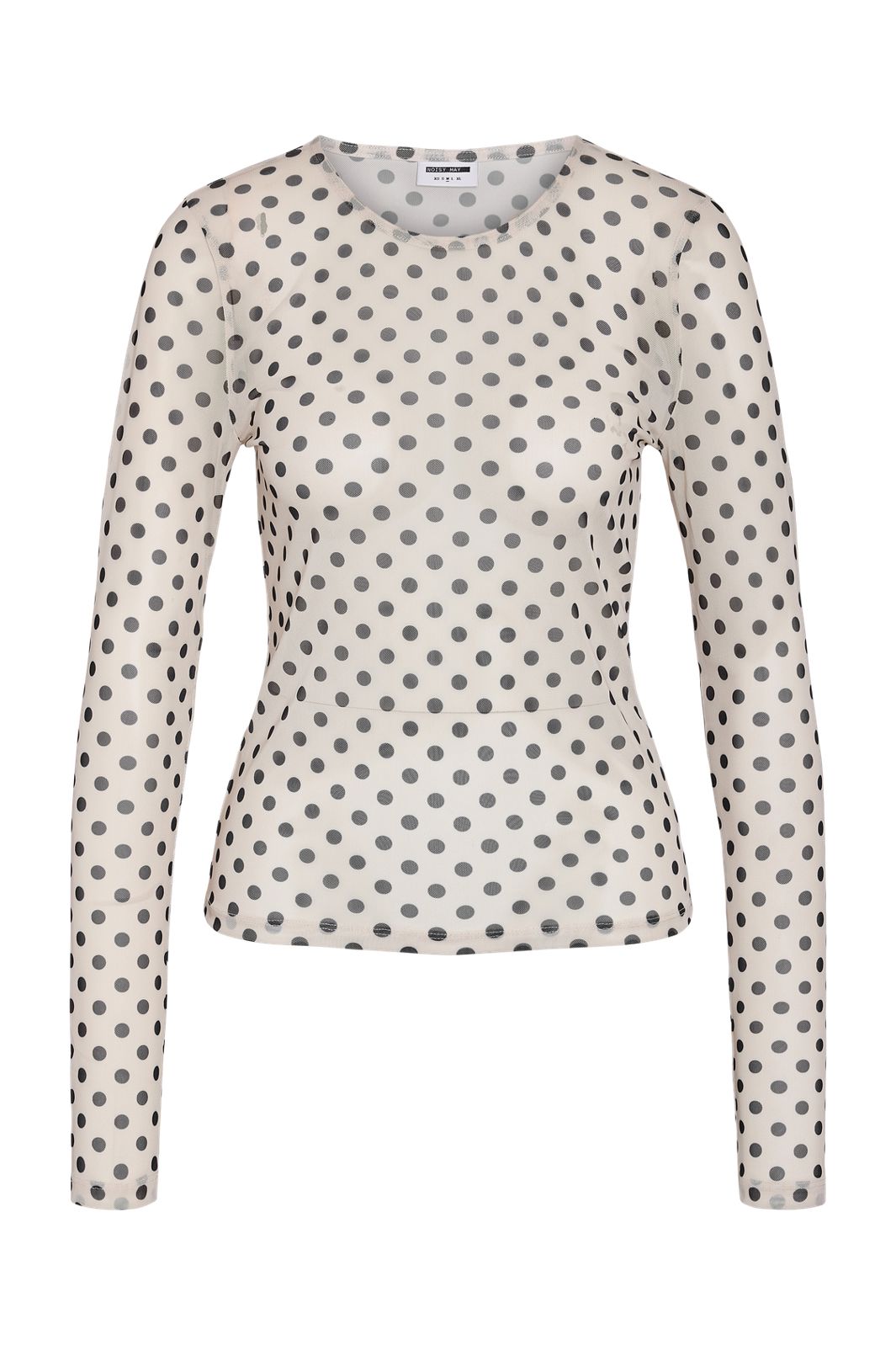 Noisy May - Nmjudith L/S Mesh Top Lx - 5021364 Snow White Small Polka