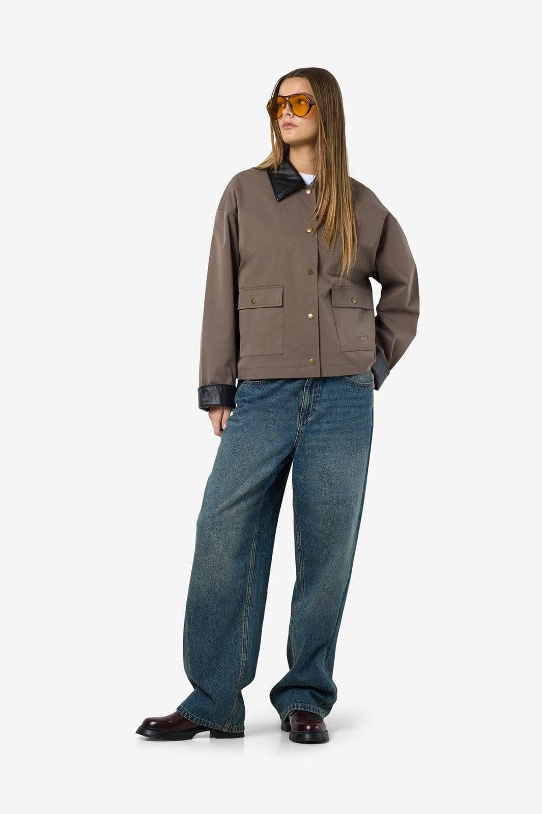 Noisy May - Nmnora Pu Collar Jacket Dd - 4788717 Morel Black