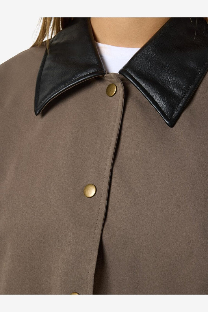 Noisy May - Nmnora Pu Collar Jacket Dd - 4788717 Morel Black