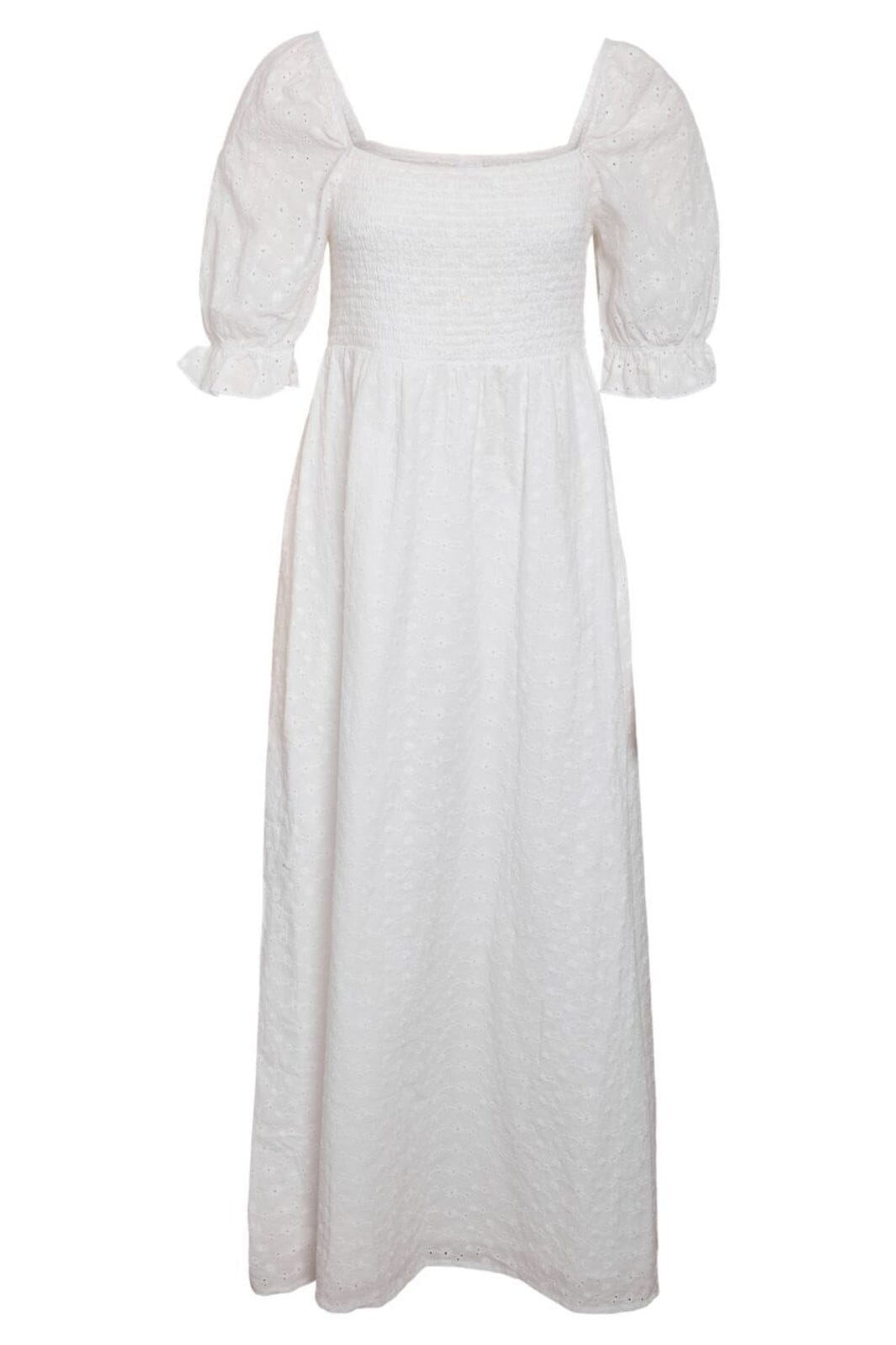 Noisy May - Nmsommer 2/4 Broderie Maxi Dress - 4823468 Bright White Kjoler