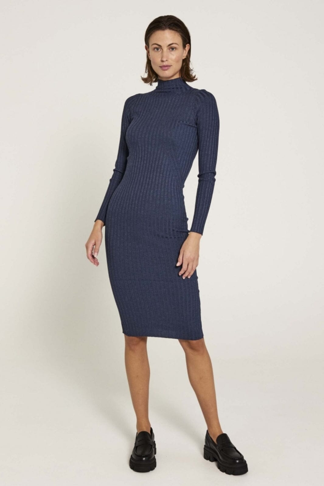 NORR - Karlina Knit Dress - Dark Blue Melange Kjoler