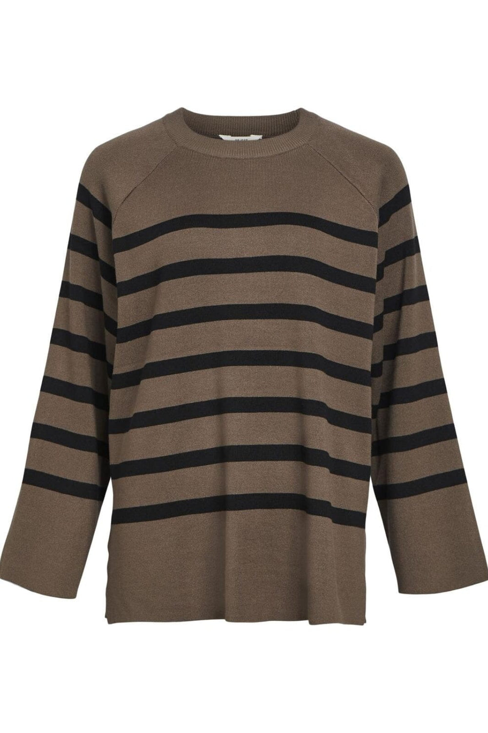 Object - Objester Ls Knit Top - 4535349 Morel Black Strikbluser