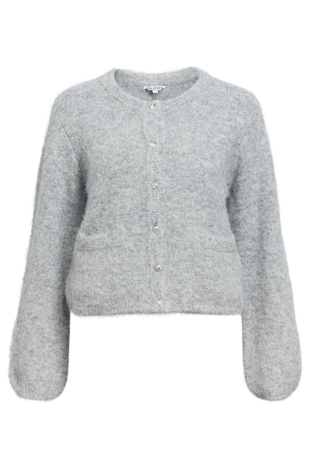 Object - Objsaggia Re L/S Knit Cardigan - 4859656 Medium Grey Melange Cardigans