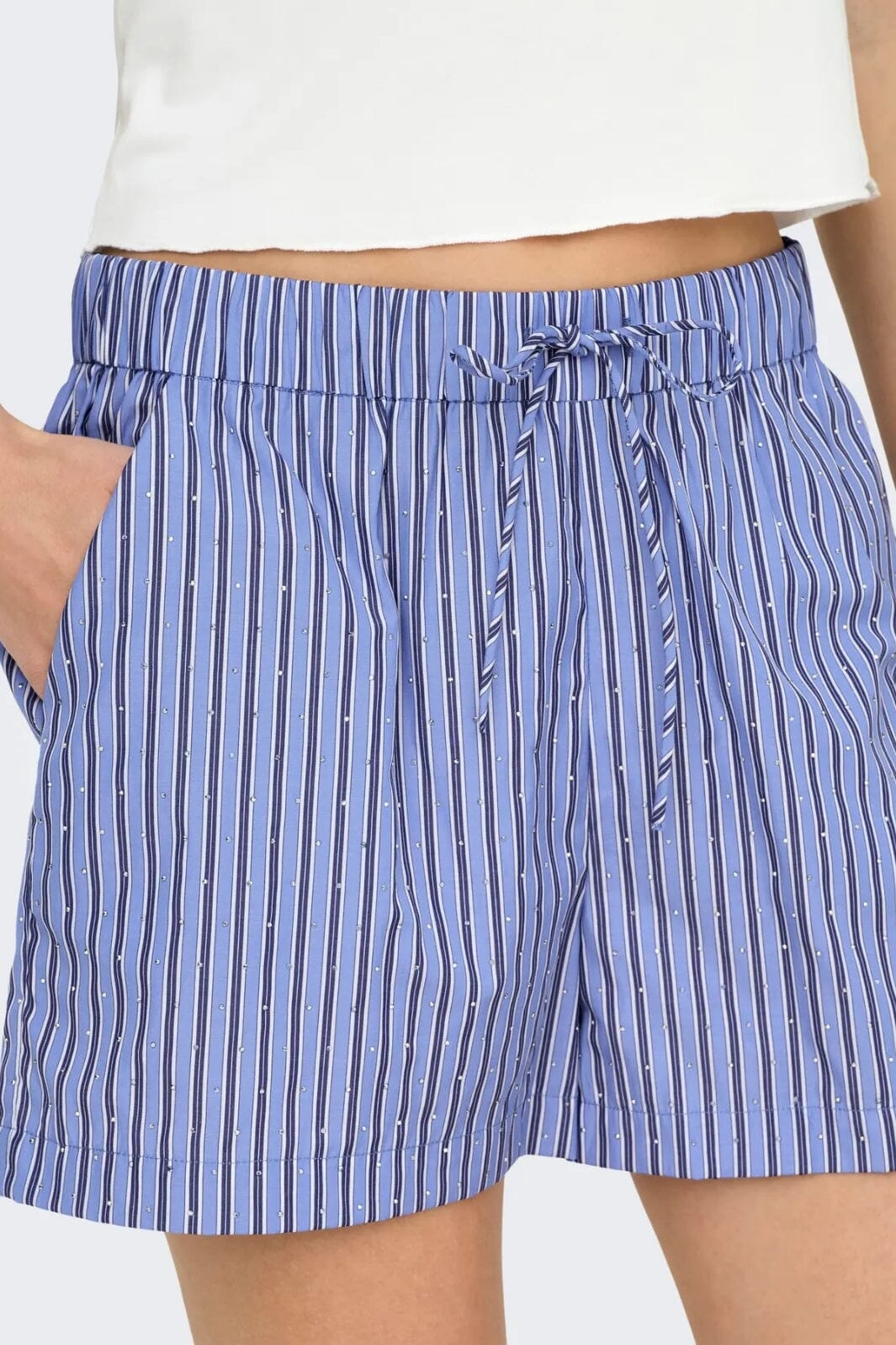 Only - Onlalva Rhine Pull-Up Shorts - 4780414 Persian Jewel W. Stripes