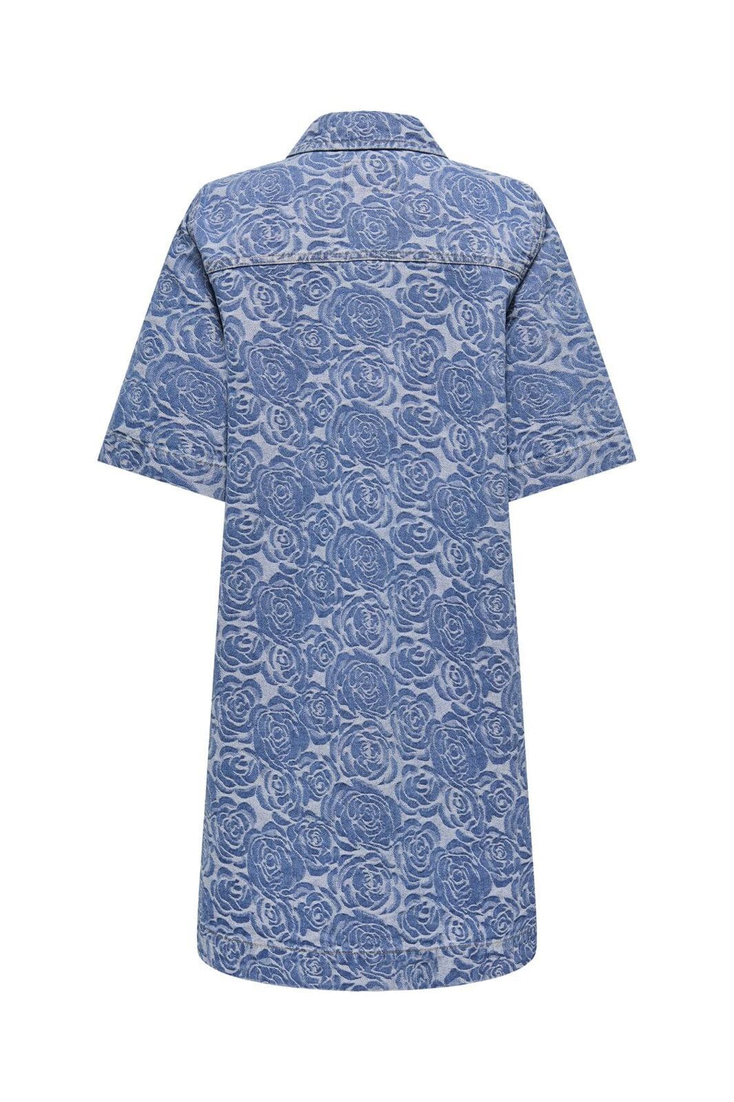 Only - Onlbelle S/S Flower Butto Dress Gua - 4879786 Medium Blue Denim Flower