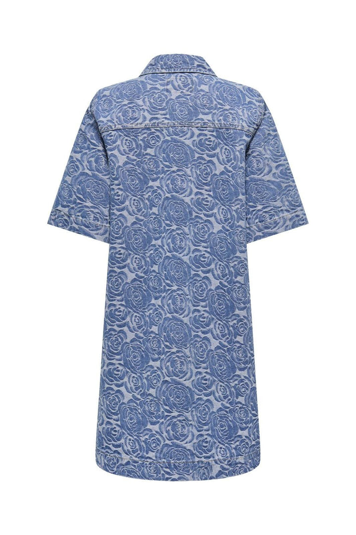 Only - Onlbelle S/S Flower Butto Dress Gua - 4879786 Medium Blue Denim Flower