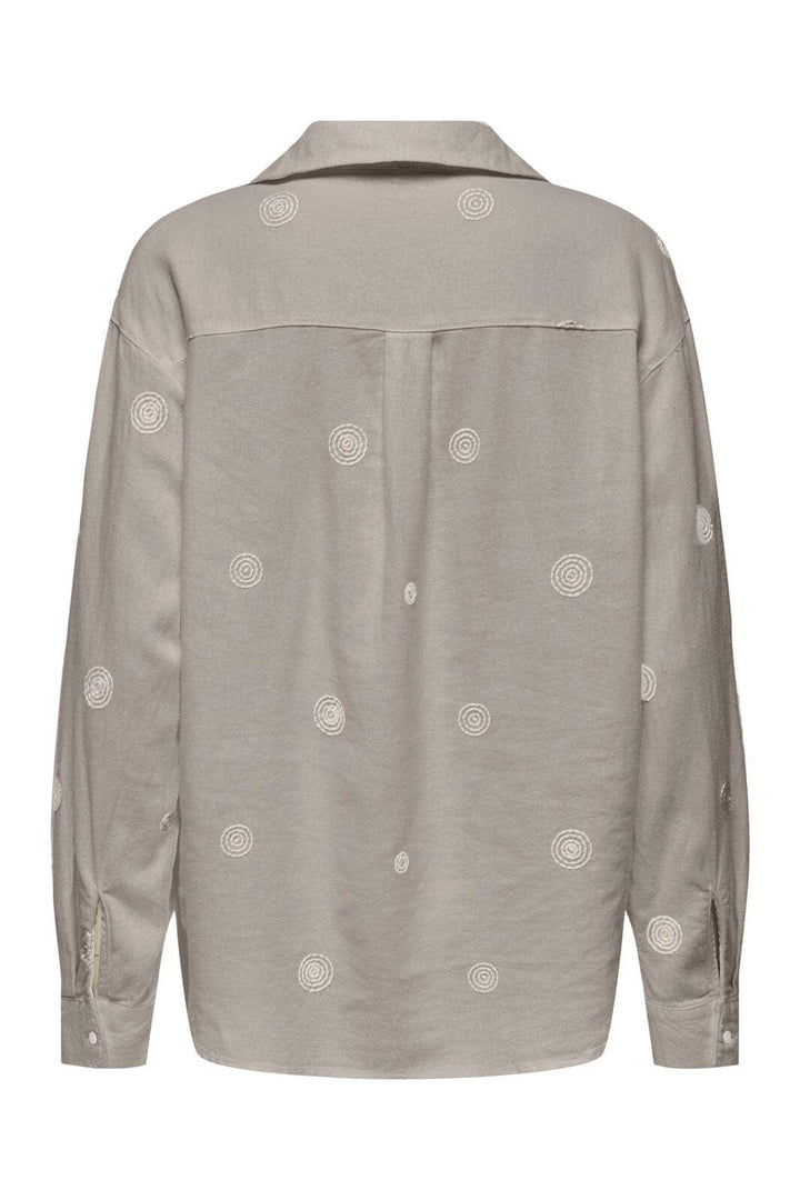 Only - Onlcaro L/S Linen Bl Emb Shirt Cc - 4652332 String Pumice Stone Embroidery