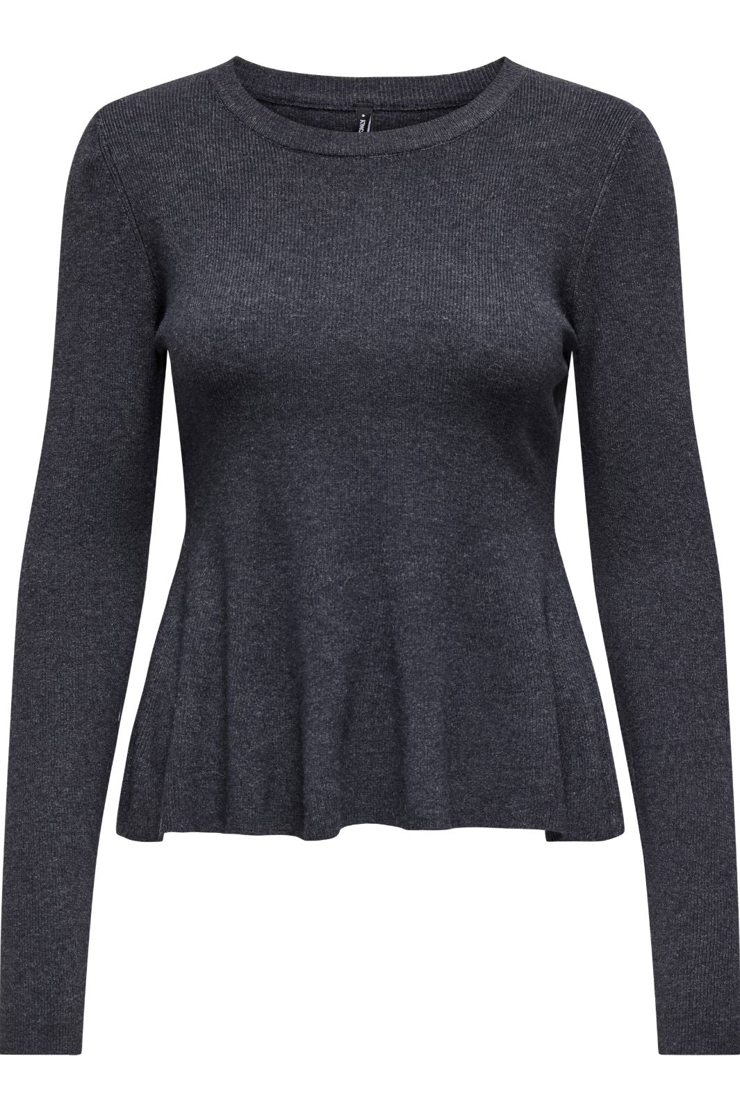 Only - Onlcoco Life Ls Rib Oneck Peplum Cc Knt - 4772493 Ombre Blue Melange Strikbluser