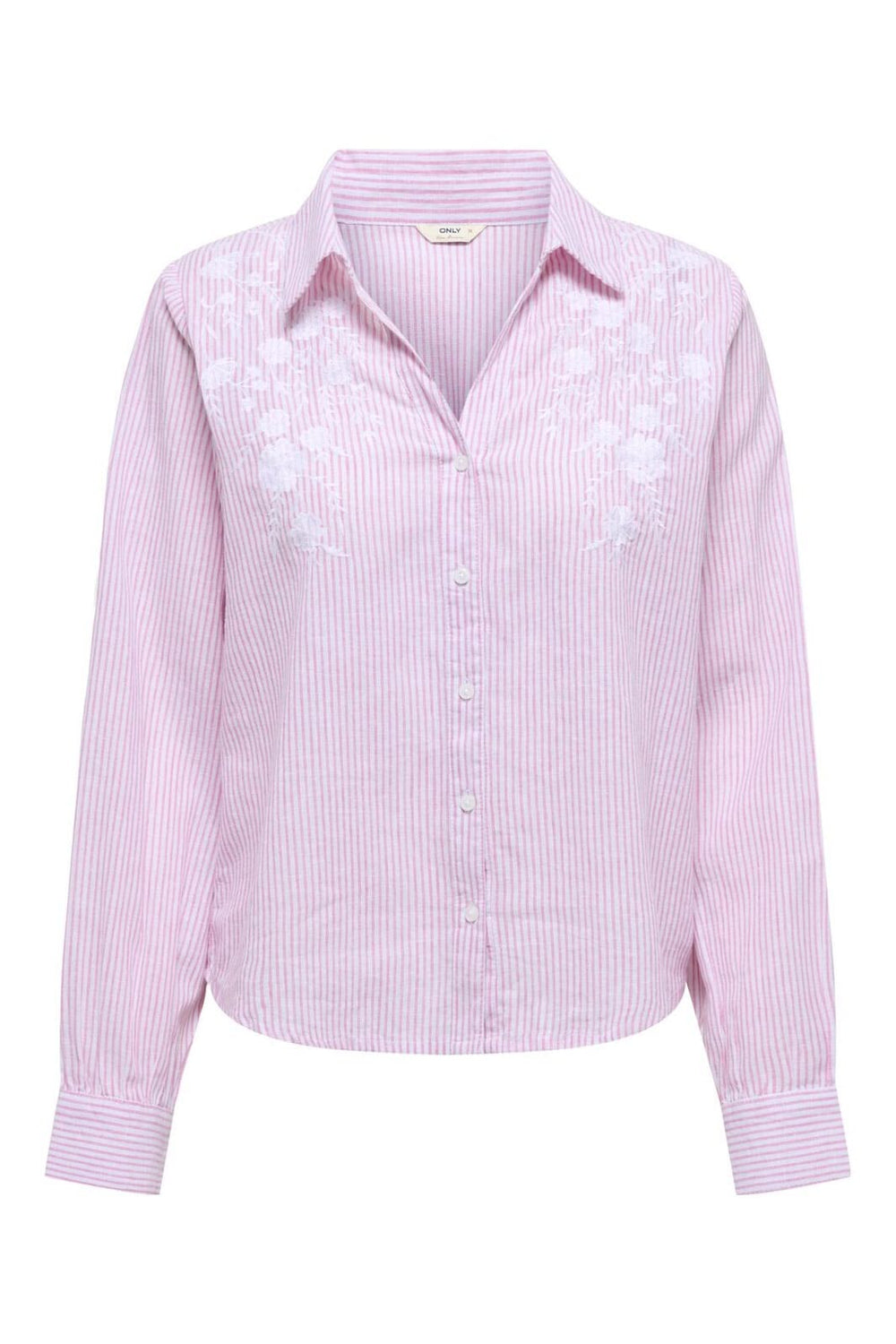 Only - Onlcosima L/S Emb Shirt - 4957792 Pink Lady W. White Emb