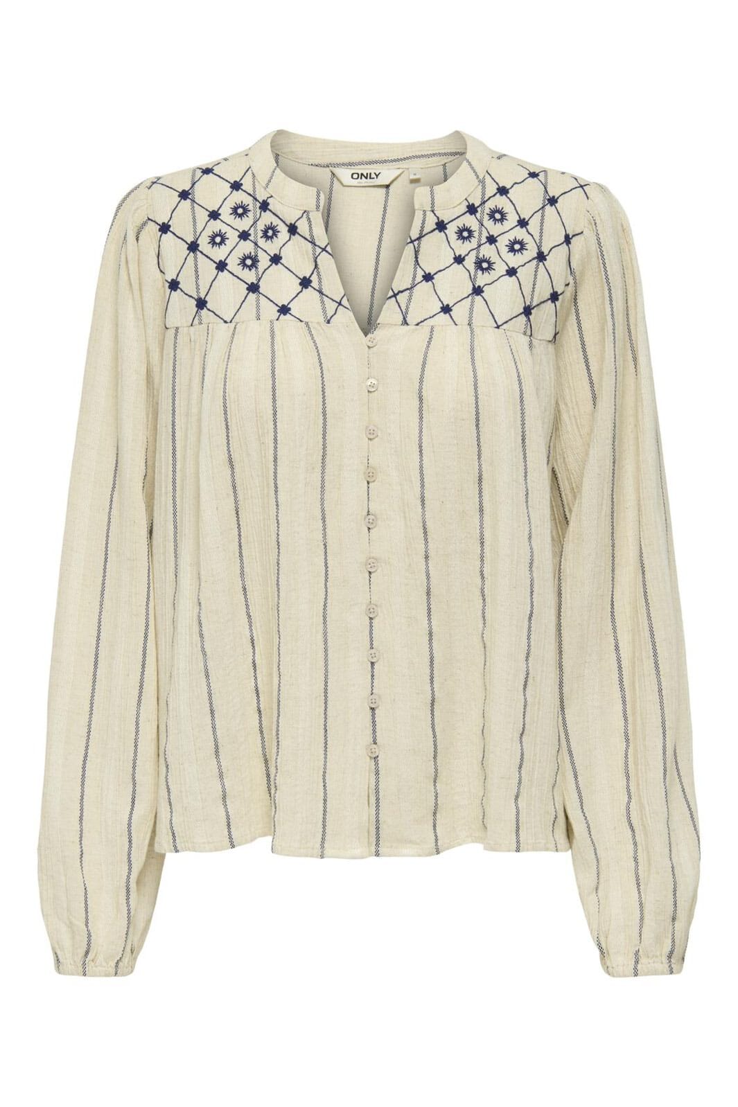 Only - Onleline Ls Shirt - 4851943 Cement Blue Depths Emb