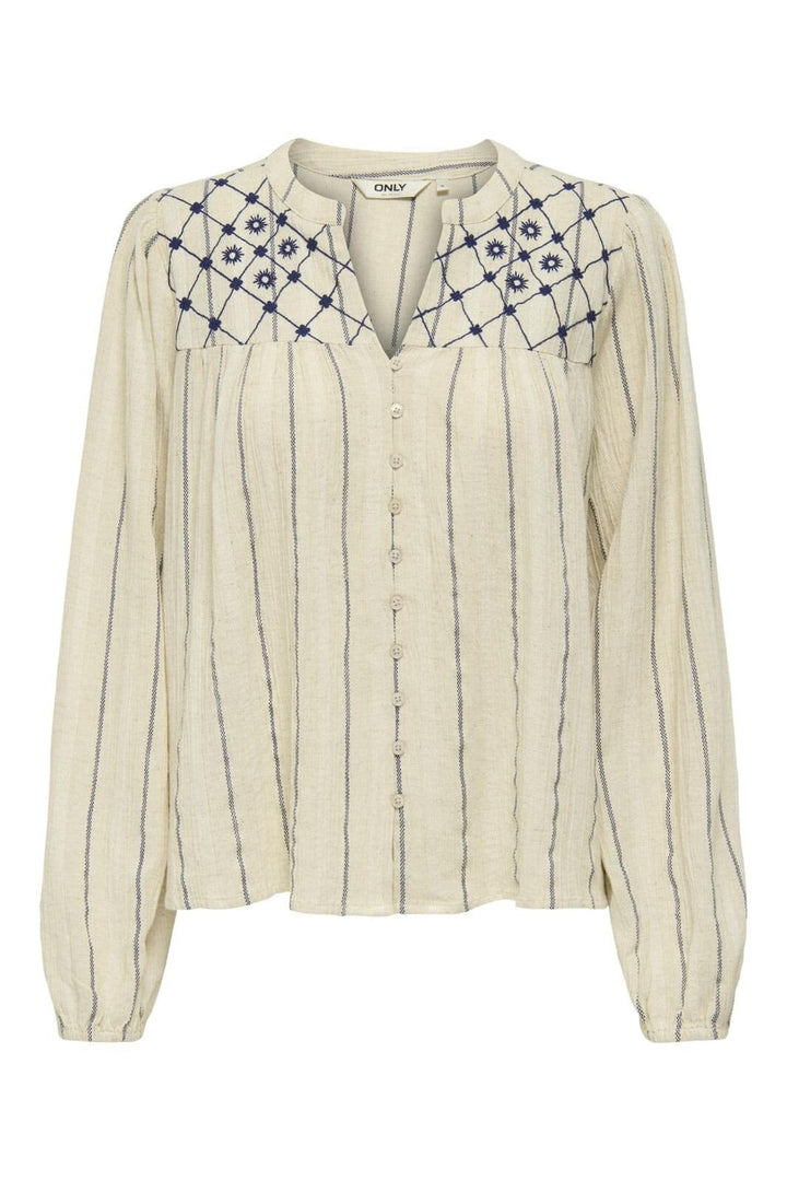 Only - Onleline Ls Shirt - 4851943 Cement Blue Depths Emb