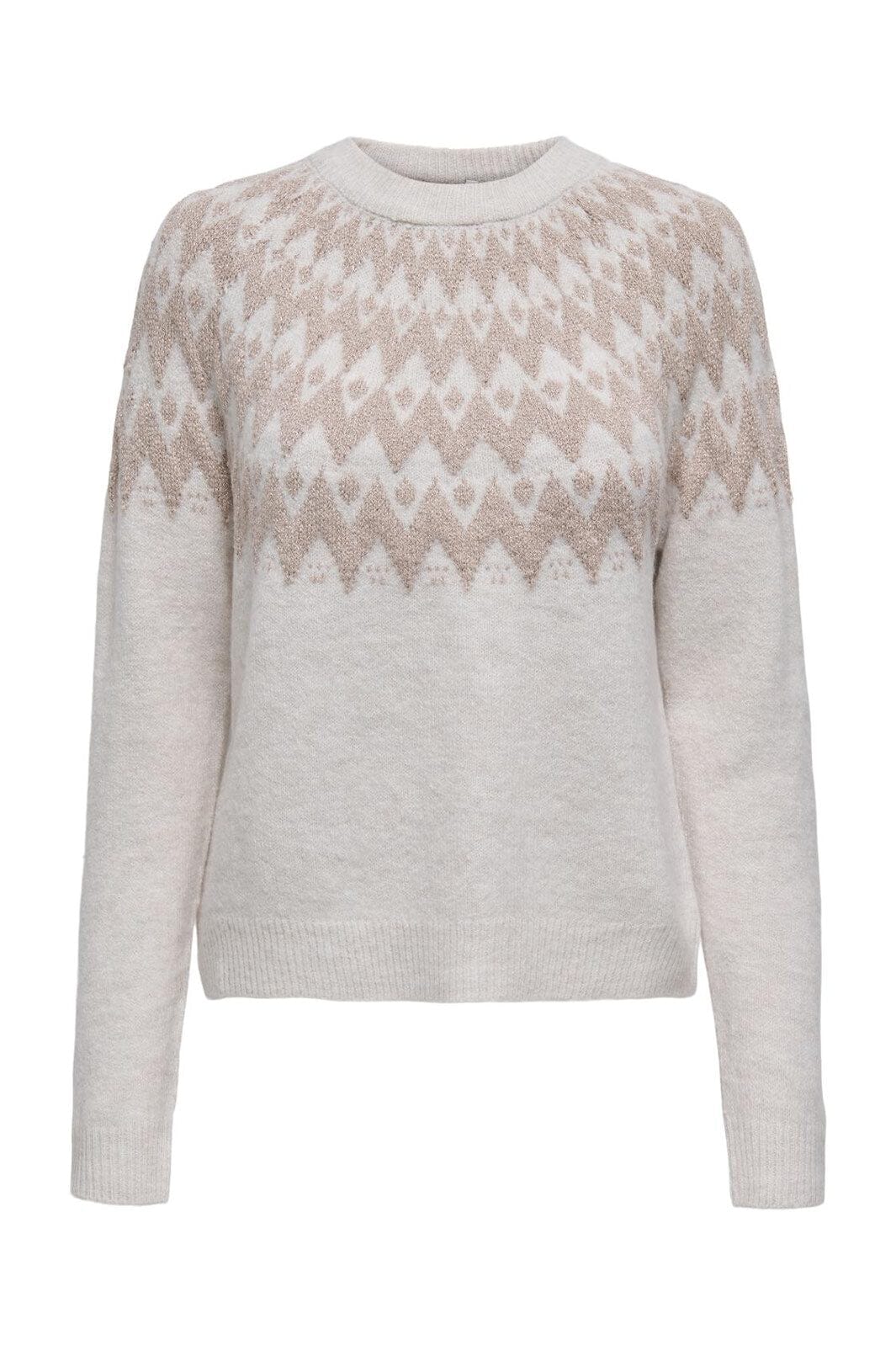 Only - Onlfry Ls Jq Glitter O-Neck Cc Knt - 4776862 Pumice Stone Melange/Rose Gold Glitter