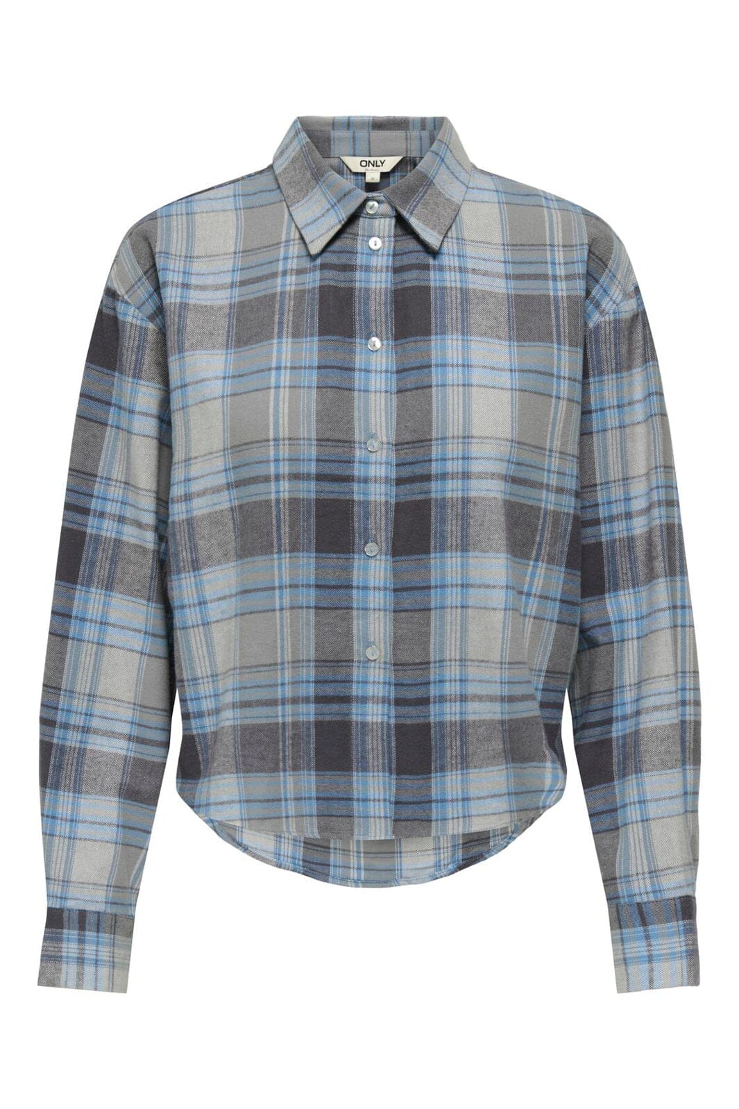 Only - Onljilda Ls Check Shirt - 4866511 Light Grey Melange W. Quiet Harbor + Odyssey Grey