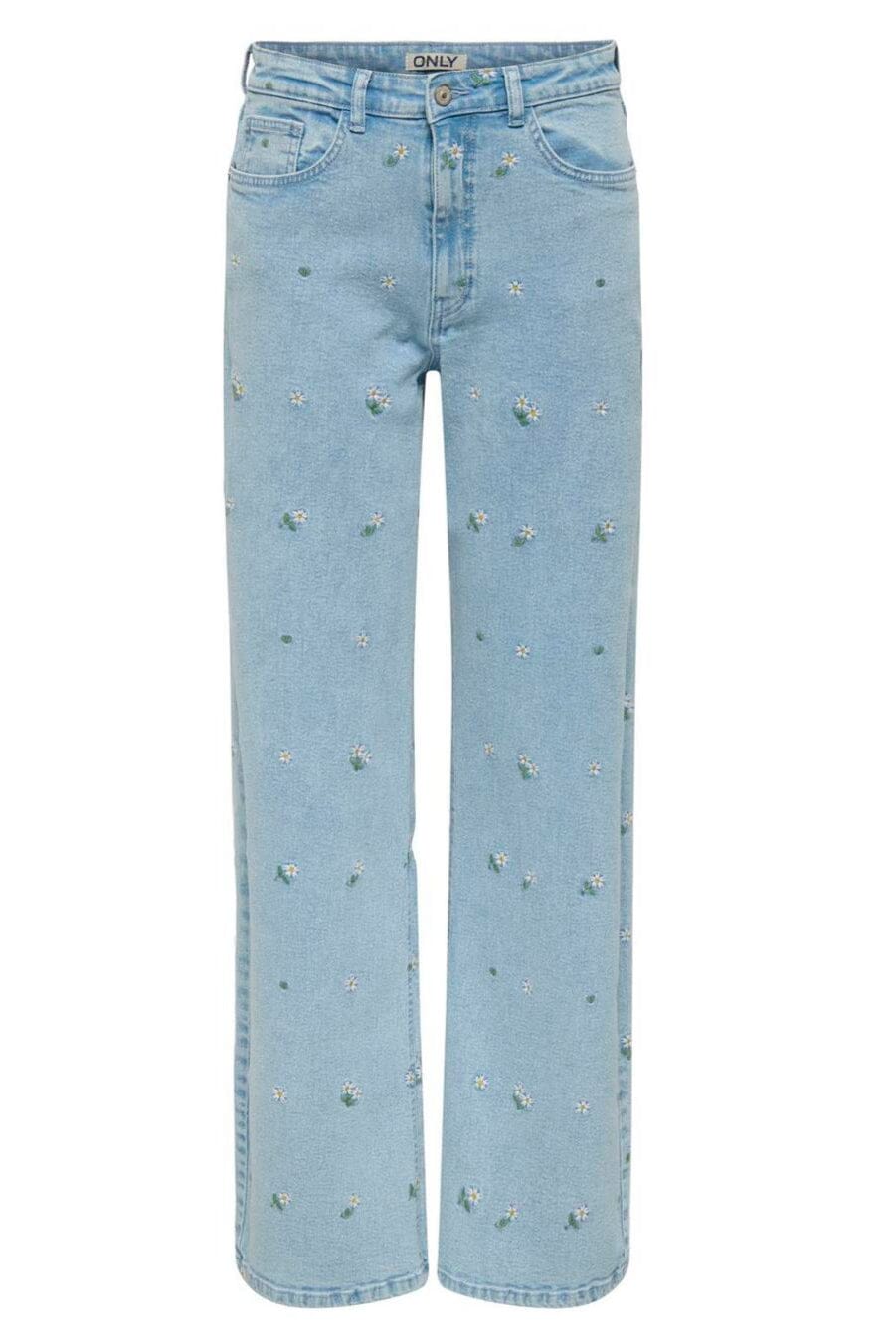Only - Onljuicy Wide Emb Akm - 4854681 Light Blue Denim Emb