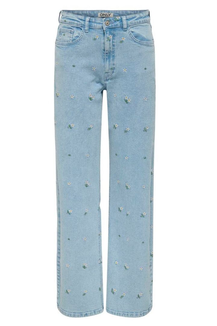 Only - Onljuicy Wide Emb Akm - 4854681 Light Blue Denim Emb