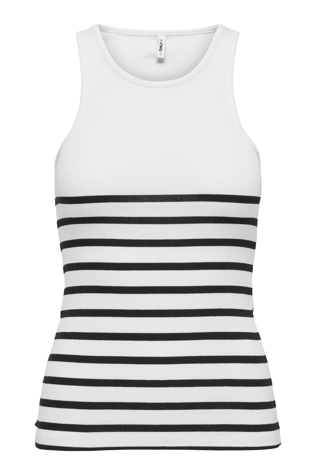 Only - Onlkenya Rib Stripe Tank Top - 4452882 Bright White Black Toppe