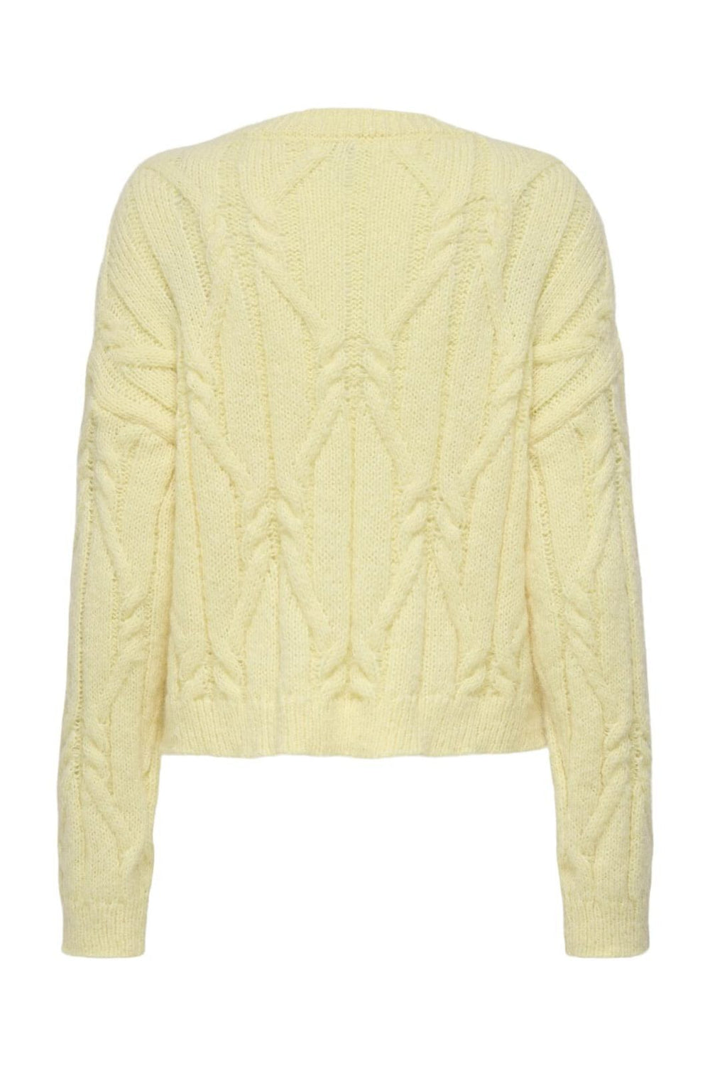 Only - Onllemina Life Ls Cable O-Neck Knt - 4944057 Pastel Yellow