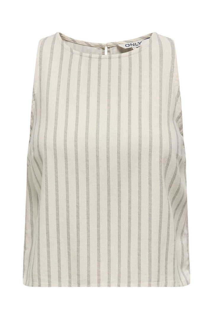 Only - Onllima S/L Linen Bl Top - 4760051 Cloud Dancer W Seal Brown