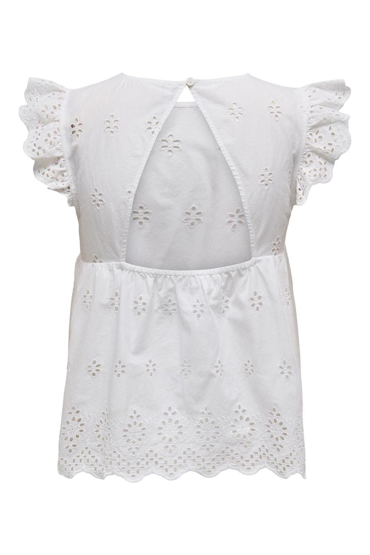 Only - Onllou Life Emb S/S Open Back Top - 4689283 Bright White