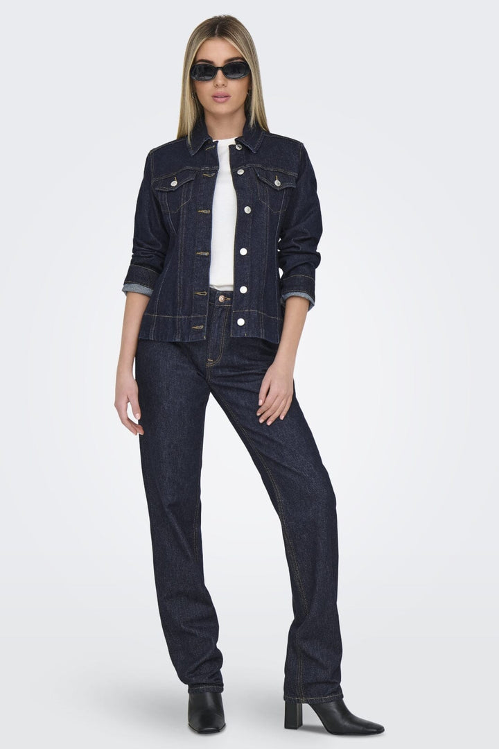 Only - Onlmadison Ls Shaped Jacket Mae - 4657628 Dark Blue Denim Jakker