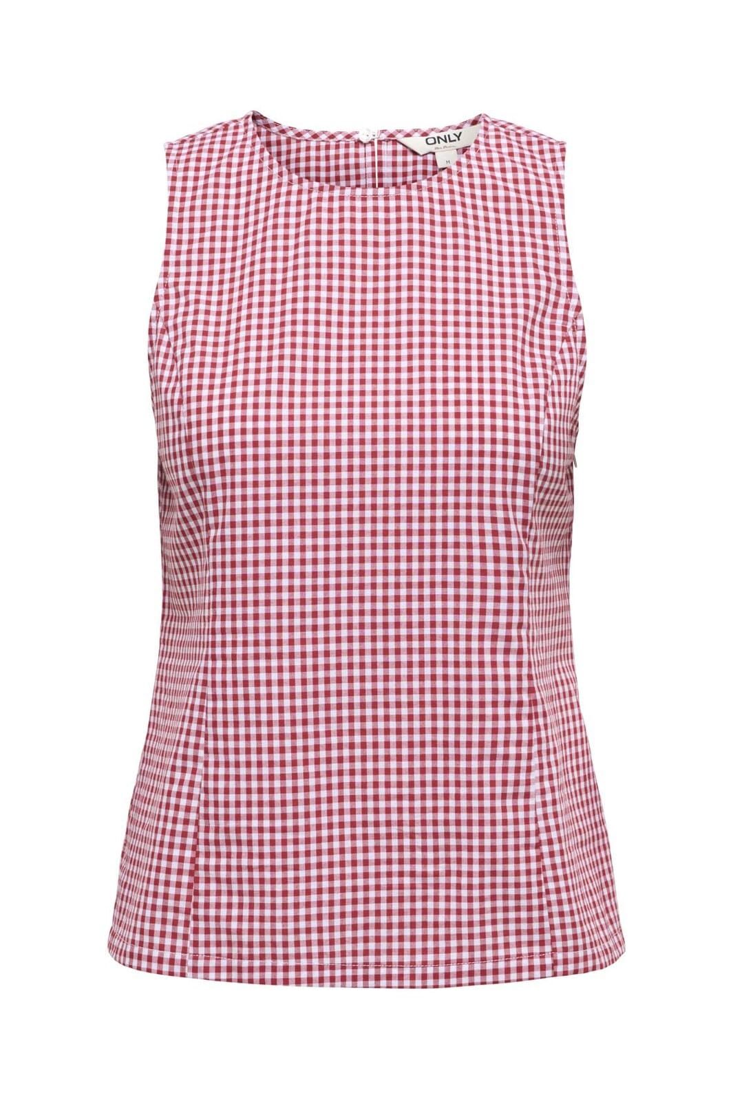 Only - Onlmaye Sl Check Top - 4955606 Salsa White