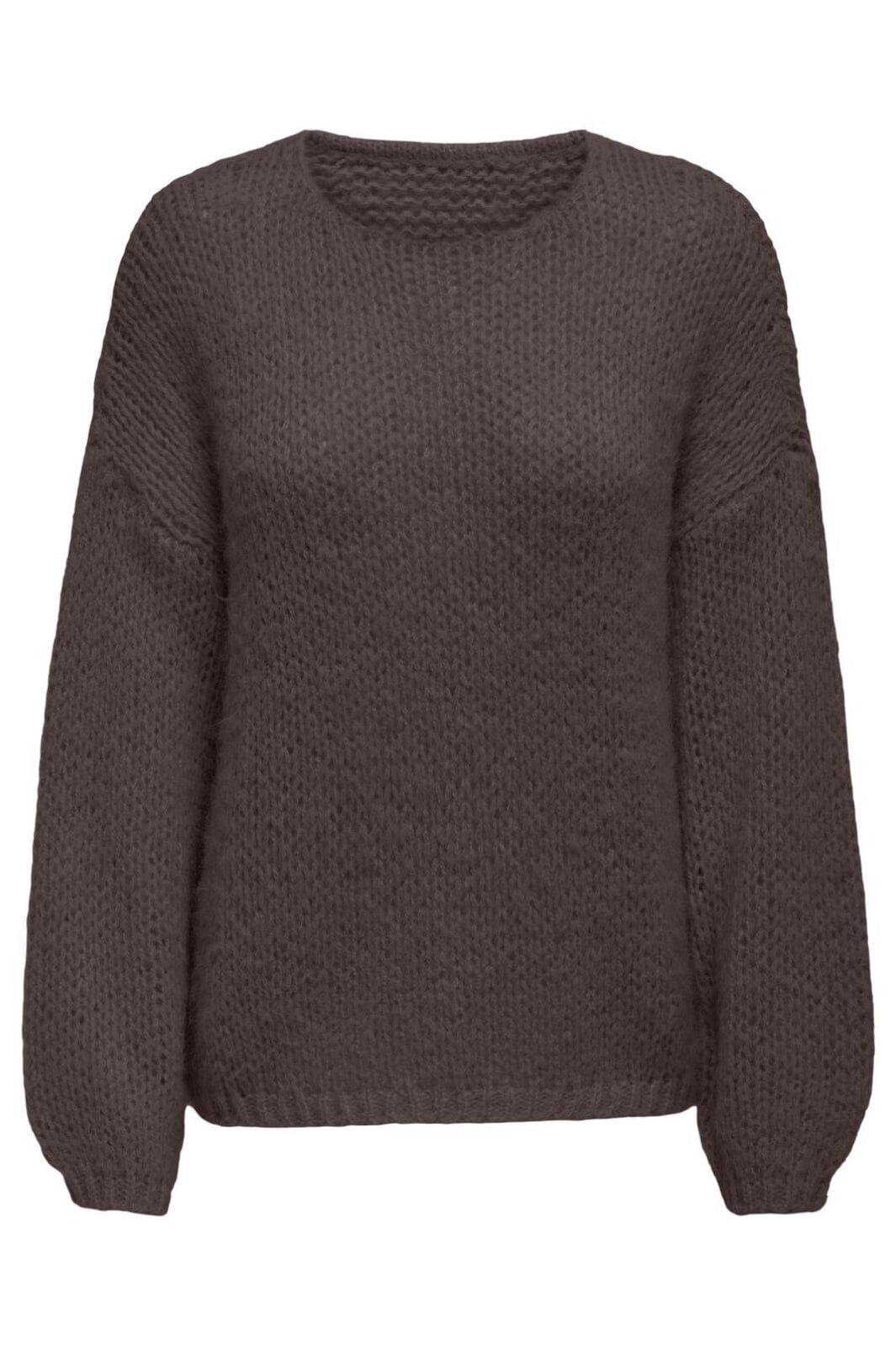 Only - Onlnordic Life Ls O-Neck Knt - 4872517 Seal Brown Strikbluser