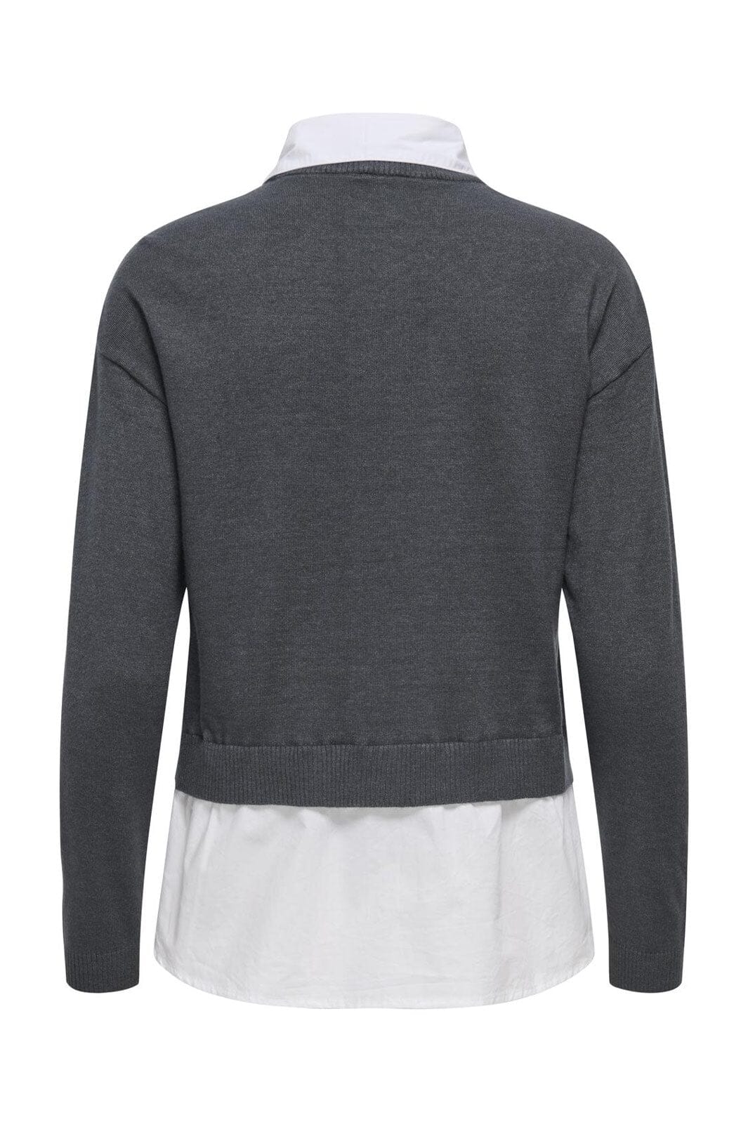Only - Onlpayson Ls Mix Pullover Knt - 4894557 Dark Grey Melange Cloud Dancer Woven