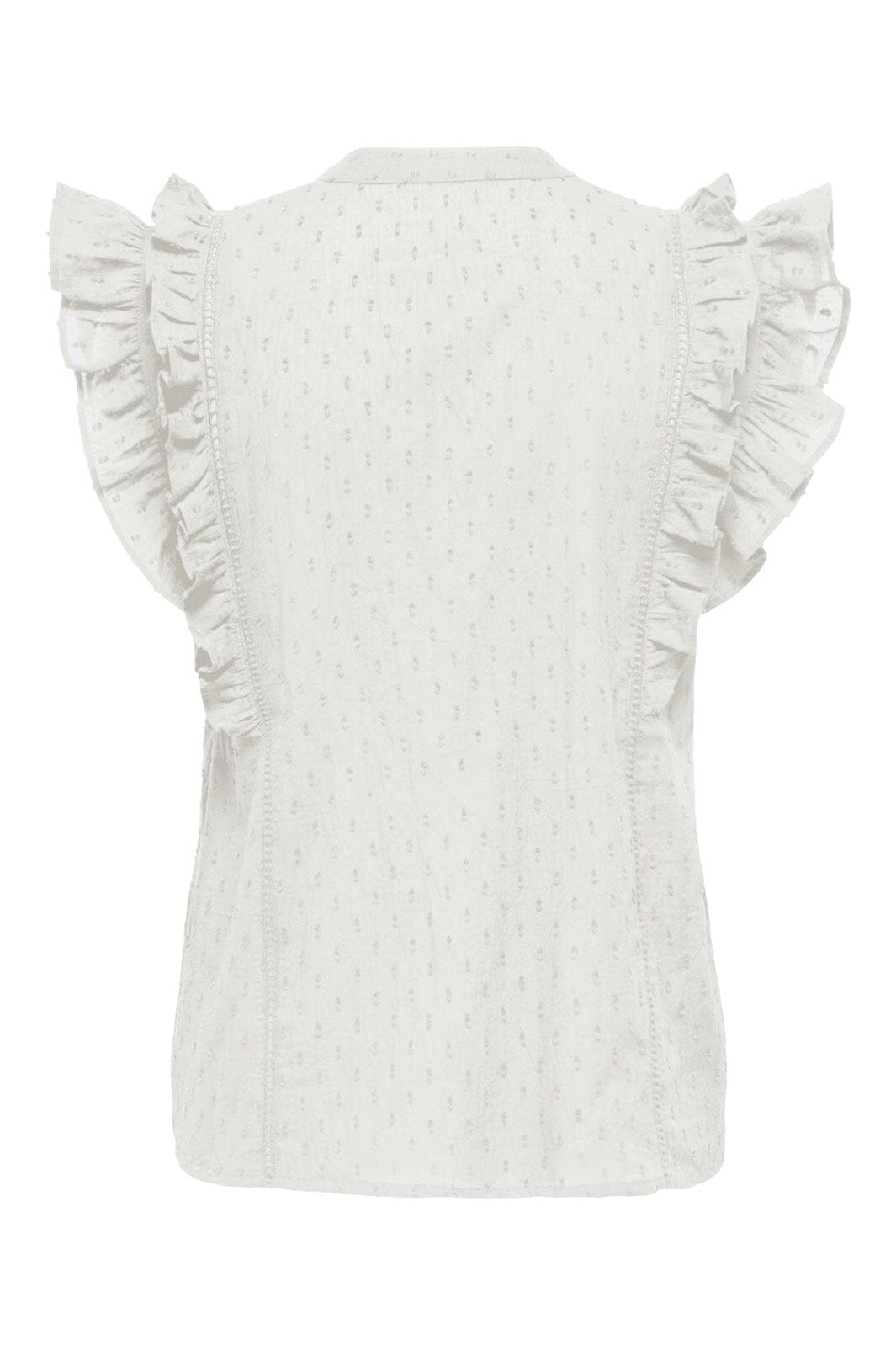 Only - Onlraina S/L V-Neck Ruffle Top Ox - 4925991 Cloud Dancer