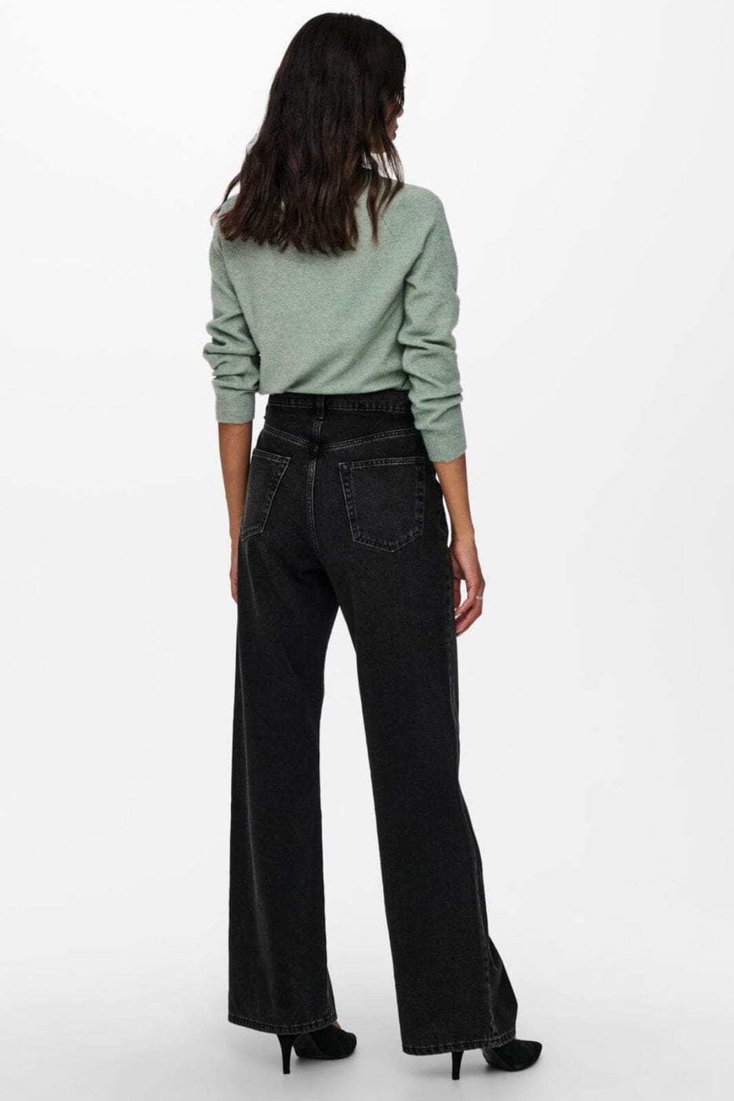 Only - Onlrica Life L/S Pullover Knt - 3601186 Chinois Green White Melange Strikbluser