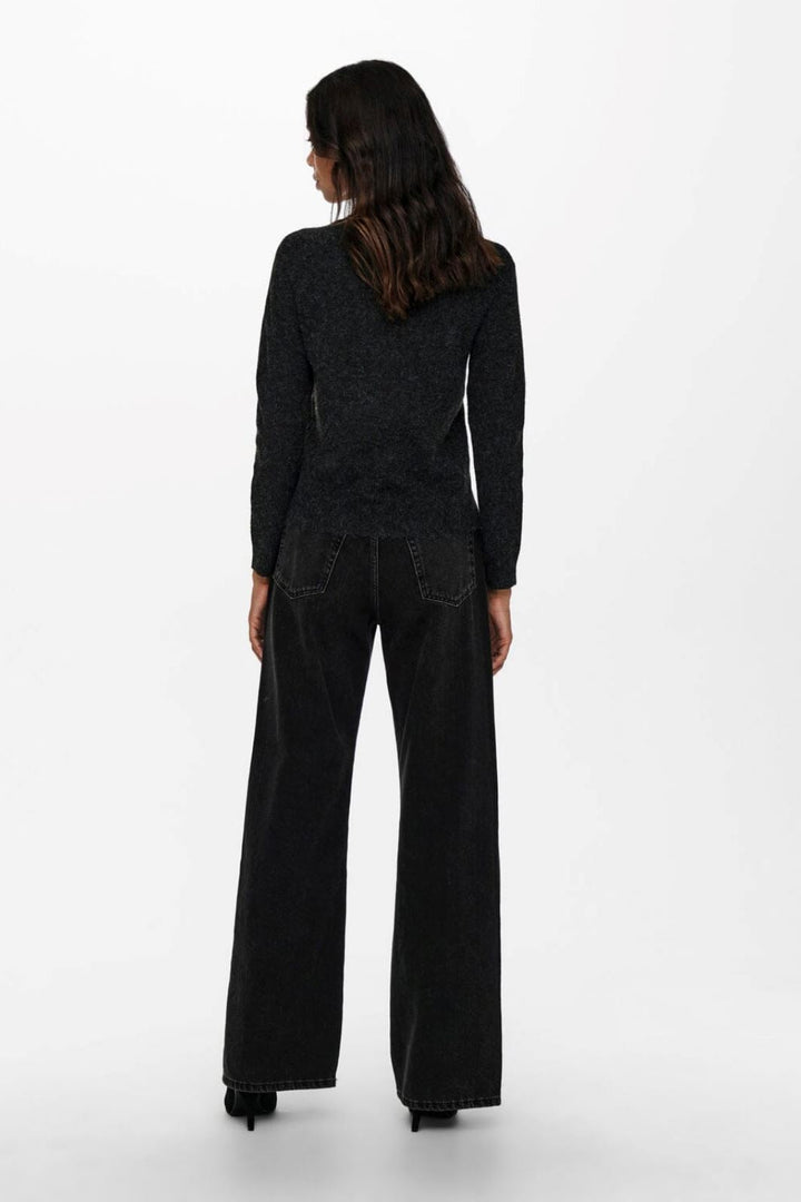 Only - Onlrica Life L/S Pullover Knt - 3690045 Black W. Melange Strikbluser