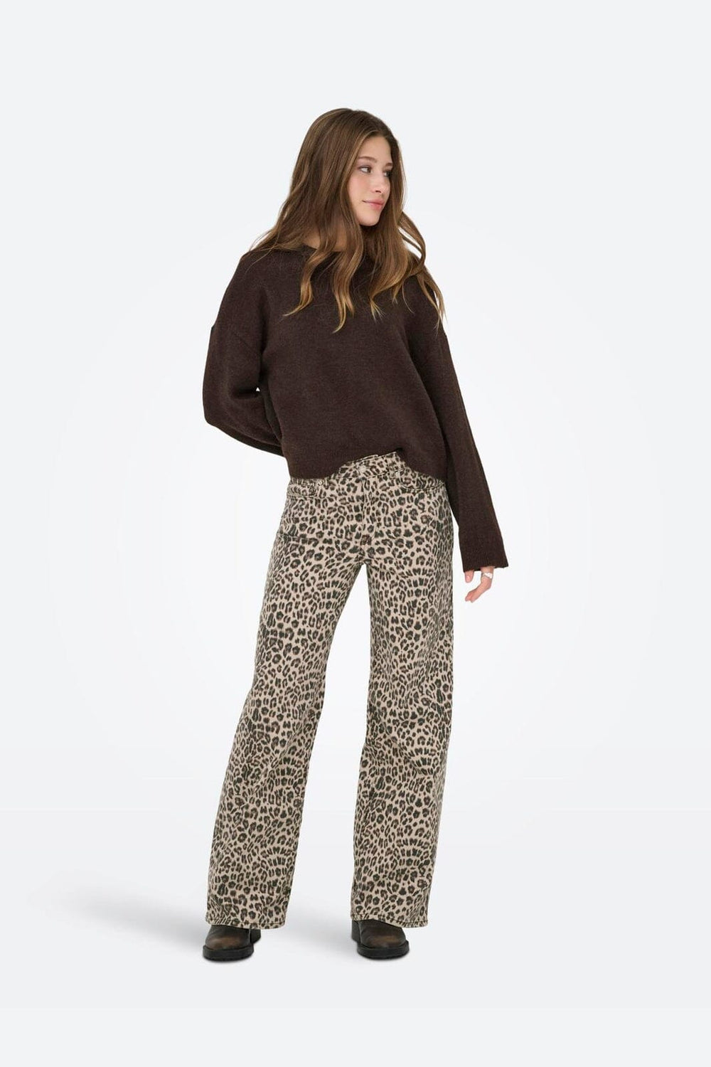 Only - Onlsimoni L/S O-Neck Pullover Knt - 4961584 Coffee Bean Melange