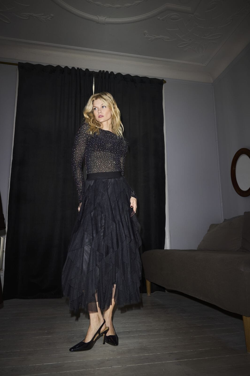 Only - Onlsky Glitter Skirt - 4674334 Black Black Glitter Nederdele