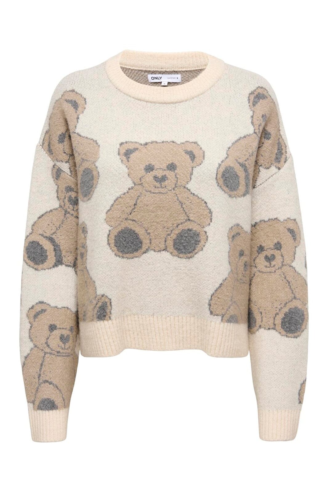 Only - Onlted Ls Jq O-Neck Knt - 4941131 Whitecap Gray Cartouche/Dgm/Mel/Teddy