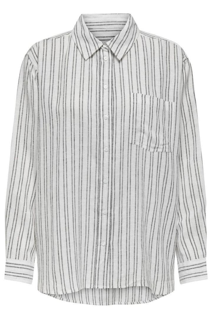 Only - Onltokyo Life Ls Lin Bl St Shirt - 4412093 Bright White Phantom Skjorter