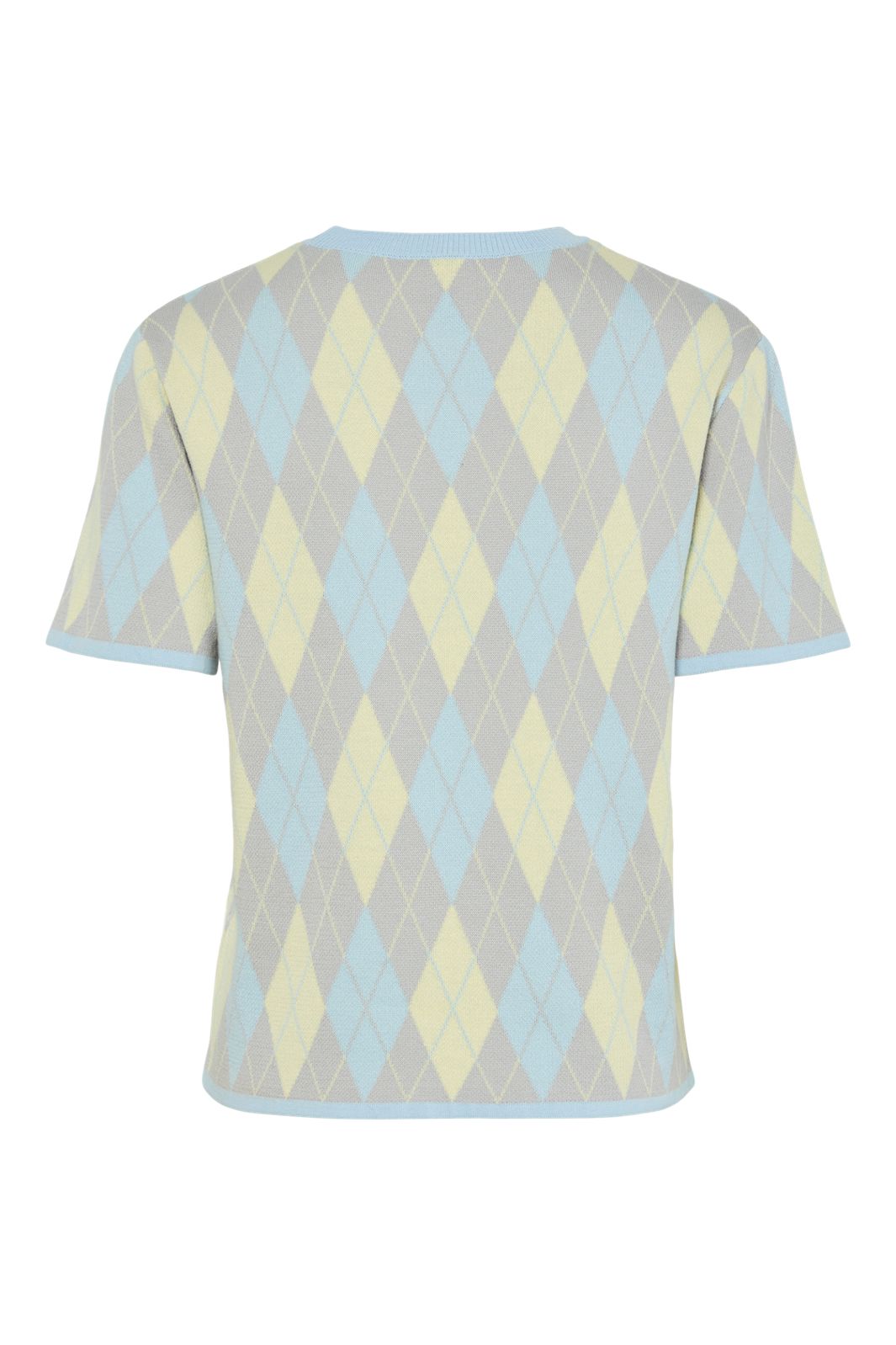 Pieces - Pcfarley Ss O-Neck Knit Fsy - 4949111 Cool Grey Pale Banana/Cashmere Blue