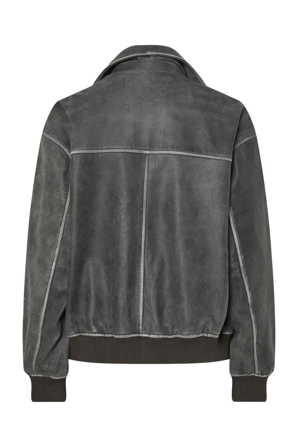 Pieces - Pcfemma Ls Bomber Leather Jacket 17160644 - 4848835 - Concrete Grey