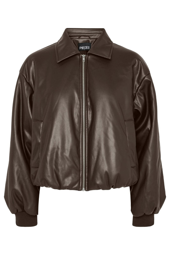 Pieces - Pclara Padded Coated Bomber Jacket - 4949319 Hot Fudge Jakker
