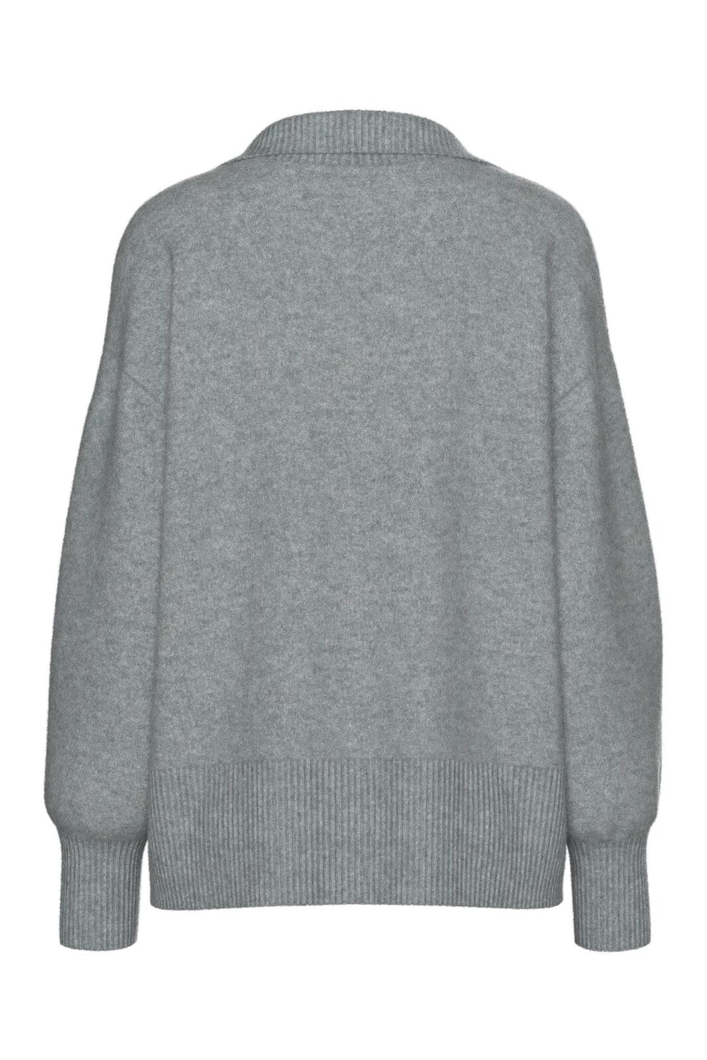 Pieces - Pcmalou Ls Polo Knit - 4793872 Medium Grey Melange