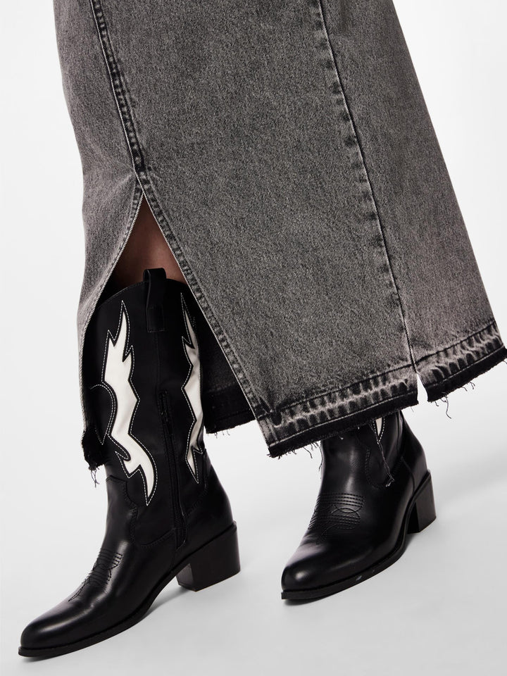 Pieces - Pcnora Ankle Skirt - 4499395 Grey Denim Nederdele