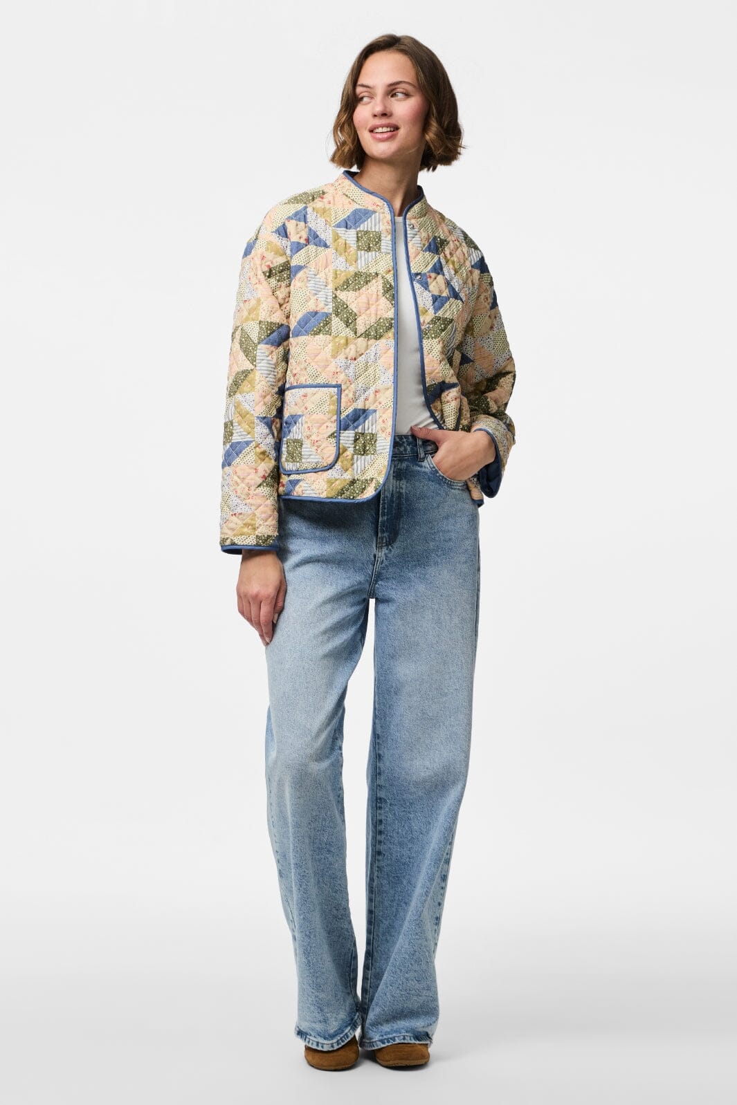 Pieces - Pcrikke Quilted Jacket - 4928319 Birch Patchwork