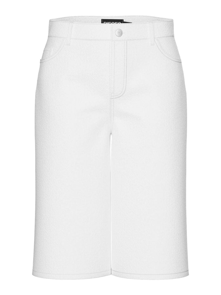 Pieces - Pcsalume Wide Denim Shorts - 4830261 Bright White